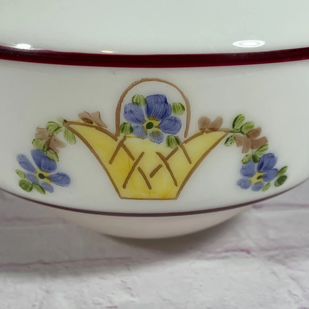 Vintage White Milk Glass Hand Painted Ceiling Light Shade